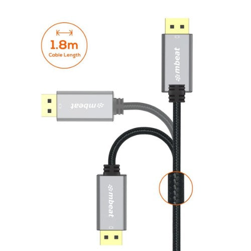 MBeat ToughLink 1.8 m DisplayPort Aluminium