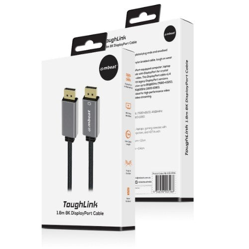 MBeat ToughLink 1.8 m DisplayPort Aluminium