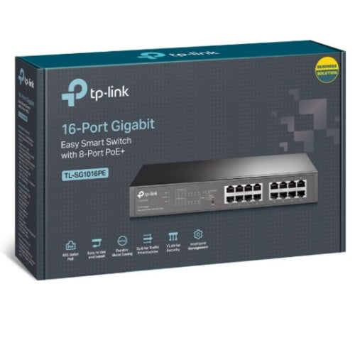 TP-Link TL-SG1016PE network switch Managed L2 Gigabit Ethernet (10/100/1000) Power over Ethernet (PoE) Black