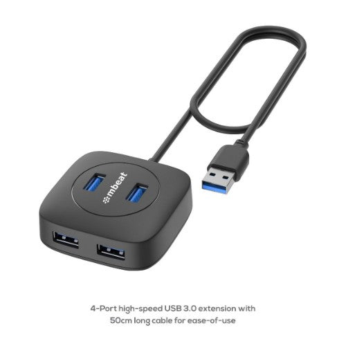 MBeat MB-U3H-01K interface hub USB 2.0 5000 Mbit/s Black