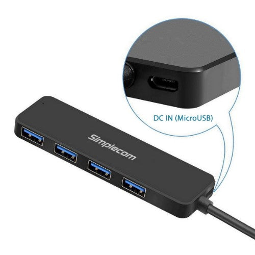 Simplecom CH340 interface hub USB 3.2 Gen 1 (3.1 Gen 1) Type-C 5000 Mbit/s Black