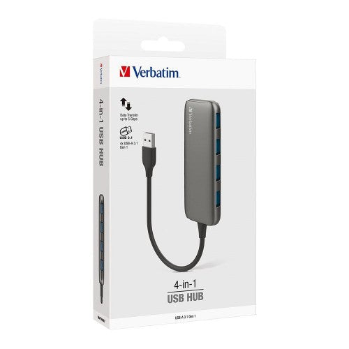 Verbatim 66602 interface hub USB 3.2 Gen 1 (3.1 Gen 1) Type-A 5000 Mbit/s Grey
