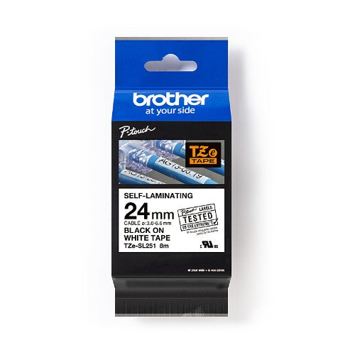 Brother TZESL251 label-making tape Black on white