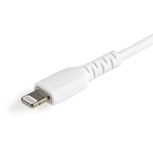 StarTech.com 12inch (30cm) Durable White USB-A to Lightning Cable - Heavy Duty Rugged Aramid Fiber USB Type A to Lightning Charger/Sync Power Cord - Apple MFi Certified iPad/iPhone 12
