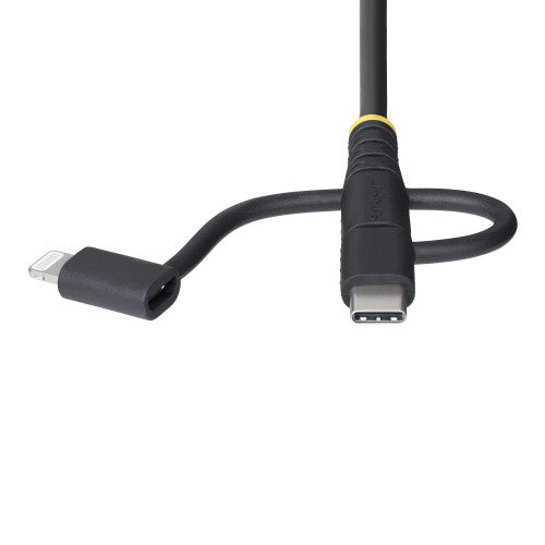 StarTech.com 3.3ft (1m) Rugged USB Multi Charging Cable, USB to Lightning/Micro-USB/Type-C, Apple MFi Certified, Aramid Jacket, Universal 3-in-1 USB Charger Cord for iPhone/iPad/Android