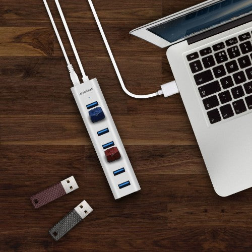 MBeat MB-HUB768 interface hub USB 3.2 Gen 1 (3.1 Gen 1) Type-A 5000 Mbit/s Stainless steel