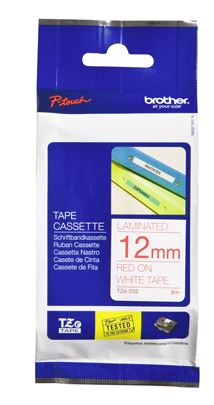 Brother TZE-232 label-making tape Red on white