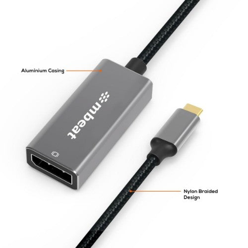 MBeat MB-XAD-CDP video cable adapter 15 m USB Type-C DisplayPort Black, Silver