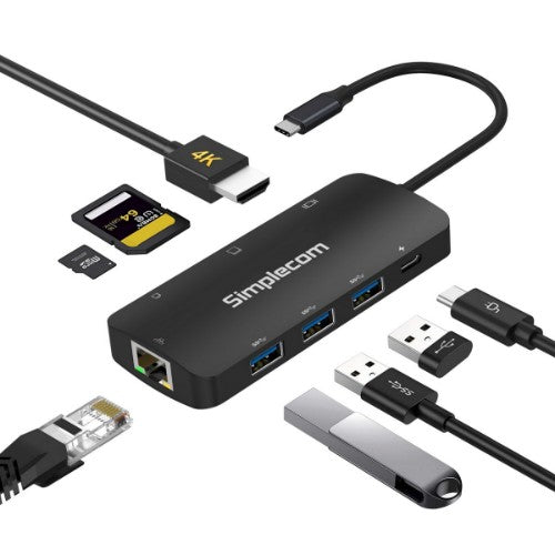 Simplecom CHT580 laptop dock/port replicator Wired USB 3.2 Gen 1 (3.1 Gen 1) Type-C Black