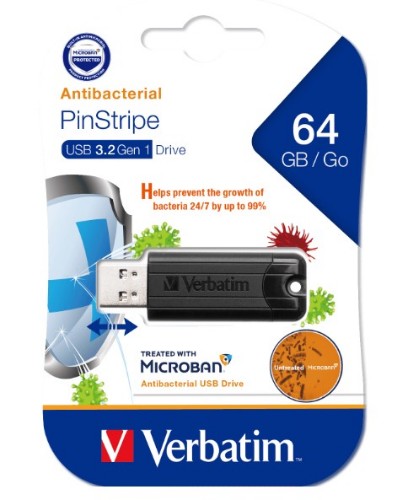 Verbatim Pinstripe USB3.2 Gen1 USB flash drive 64 GB USB Type-A 3.2 Gen 1 (3.1 Gen 1) Black