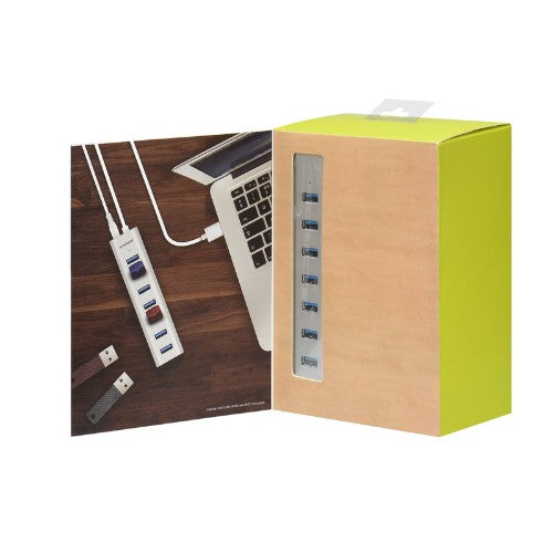 MBeat MB-HUB768 interface hub USB 3.2 Gen 1 (3.1 Gen 1) Type-A 5000 Mbit/s Stainless steel