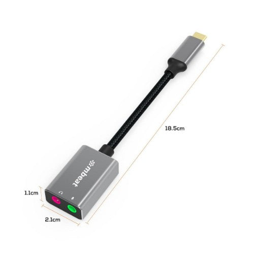 MBeat MB-XAD-CAXM audio cable 0.185 m 2 x 3.5mm USB Type-C Grey