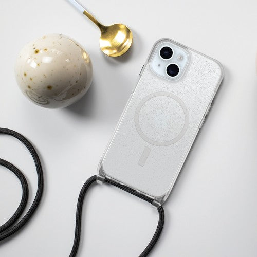 OtterBox React Series Necklace MagSafe for iPhone 15, Stardust (Clear Glitter)