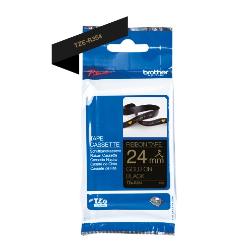 Brother TZE-R354 label-making tape Gold on black
