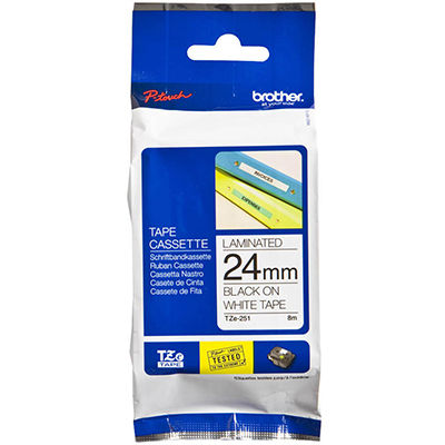 Brother TZE-251 label-making tape Black on white