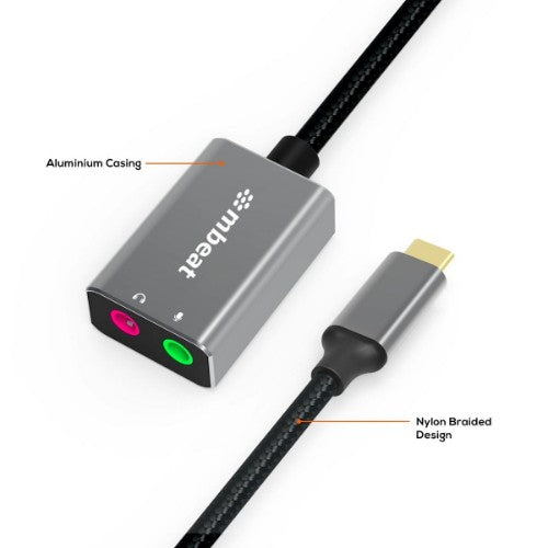 MBeat MB-XAD-CAXM audio cable 0.185 m 2 x 3.5mm USB Type-C Grey