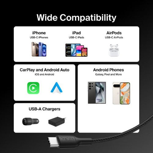 Belkin CAB022FQ1MBK USB cable USB 2.0 1 m USB A USB C Black