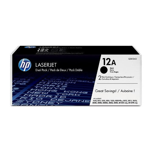 HP 12A 2-pack Black Original LaserJet Toner Cartridges