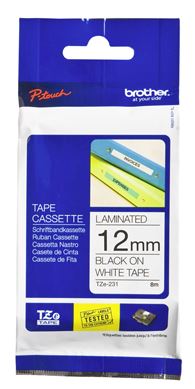 Brother TZE-231 label-making tape Black on white