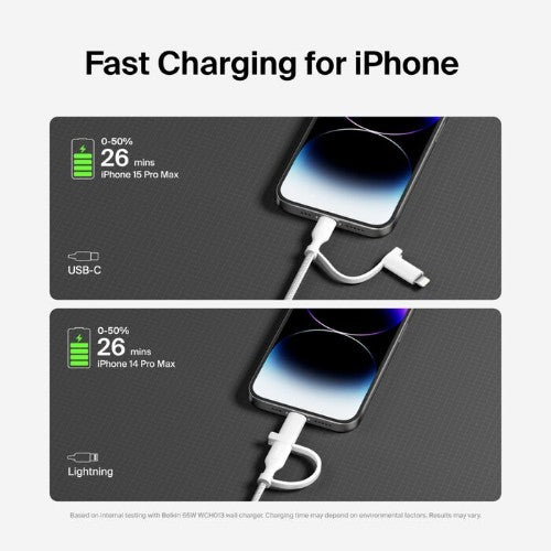 Belkin BoostCharge Pro USB cable USB 2.0 1.5 m USB C USB C/Lightning White