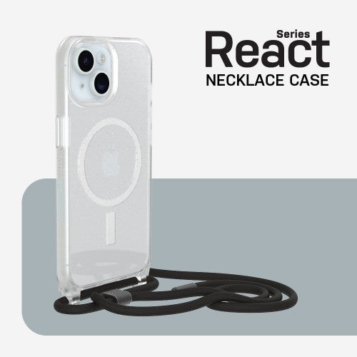 OtterBox React Series Necklace MagSafe for iPhone 15, Stardust (Clear Glitter)