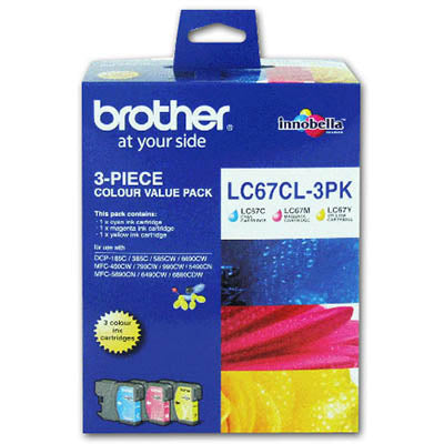 Brother LC-67CL3PK ink cartridge 3 pc(s) Original Cyan, Magenta, Yellow