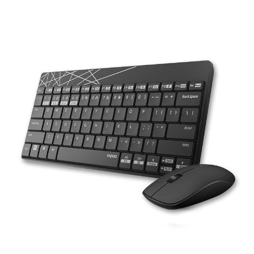 Rapoo 8000M keyboard Mouse included Universal RF Wireless + Bluetooth QWERTY English Black