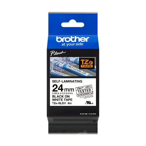 Brother TZESL251 label-making tape Black on white