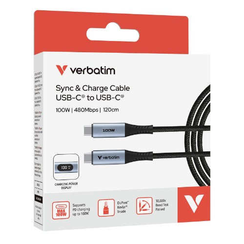 Verbatim Sync & Charge USB C to USB C 100W Display 120 cm