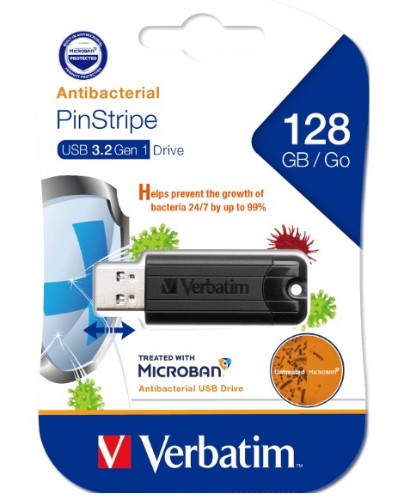Verbatim Pinstripe USB3.2 Gen1 USB flash drive 128 GB USB Type-A 3.2 Gen 1 (3.1 Gen 1) Black