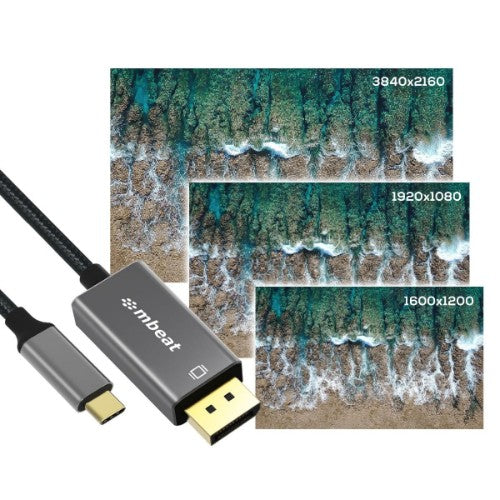 MBeat MB-XCB-CDP18 video cable adapter 1.8 m DisplayPort USB Type-C Grey