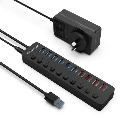 Simplecom CHU810 interface hub USB 3.2 Gen 1 (3.1 Gen 1) Type-A 5000 Mbit/s Black