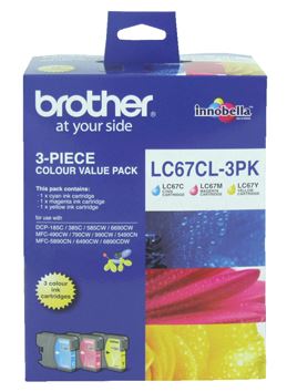Brother LC-67CL3PK ink cartridge 3 pc(s) Original Cyan, Magenta, Yellow
