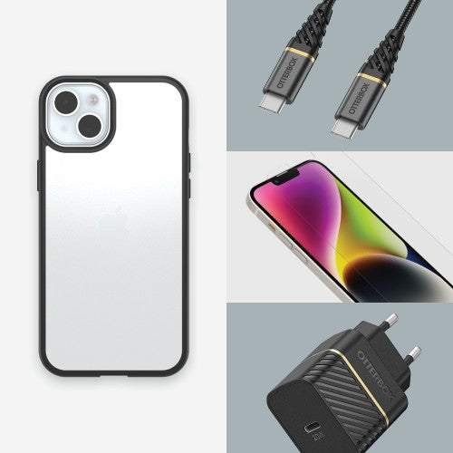 OtterBox React Series for iPhone 15 Plus, Black Crystal