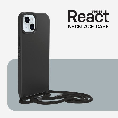 OtterBox React Series Necklace MagSafe for iPhone 15 Plus, Black