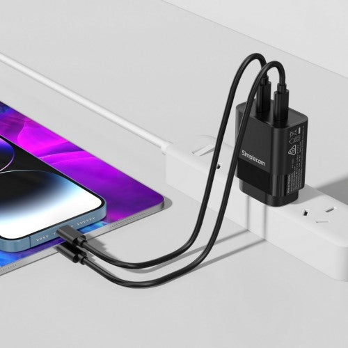 Simplecom CU221 mobile device charger Smartphone, Tablet Black AC Fast charging Indoor