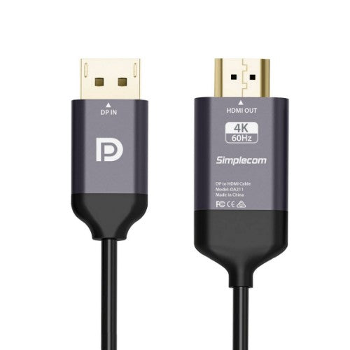 Simplecom DA211 video cable adapter 2 m DisplayPort HDMI