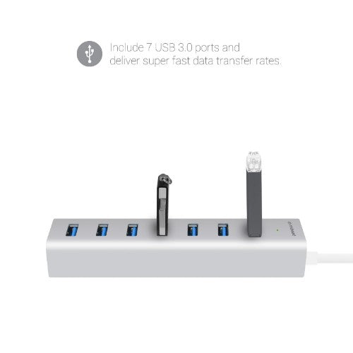 MBeat MB-HUB768 interface hub USB 3.2 Gen 1 (3.1 Gen 1) Type-A 5000 Mbit/s Stainless steel