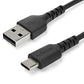 StarTech.com 1m USB A to USB C Charging Cable - Durable Fast Charge & Sync USB 2.0 to USB Type C Data Cord - Rugged TPE Jacket Aramid Fiber M/M 3A Black - Samsung S10, iPad Pro, Pixel