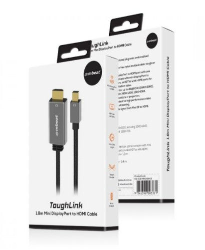 MBeat MB-XCB-MNDHDM18 HDMI cable 1.8 m HDMI Type A (Standard) Black, Metallic