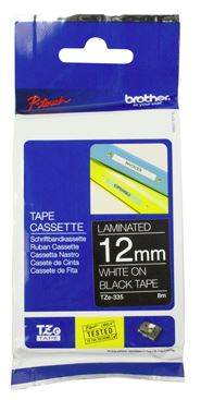 Brother TZE-335 label-making tape White on black TZ