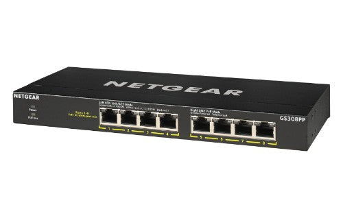 NETGEAR GS308PP-100AJS network switch Unmanaged Gigabit Ethernet (10/100/1000) Power over Ethernet (PoE) Black