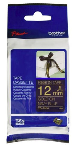 Brother TZE-RN34 label-making tape Gold on navy