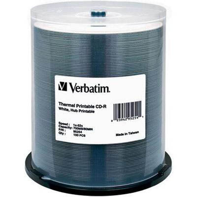 Verbatim CD-R 80MIN 700MB 52X White Thermal Printable, Hub Printable 100pk Spindle 100 pc(s)