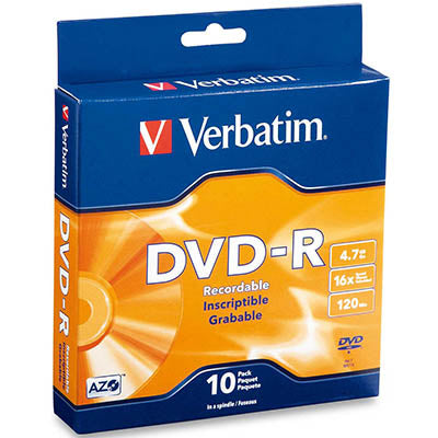 Verbatim DVD-R 4.7GB 16X Branded 10pk Spindle Box 10 pc(s)