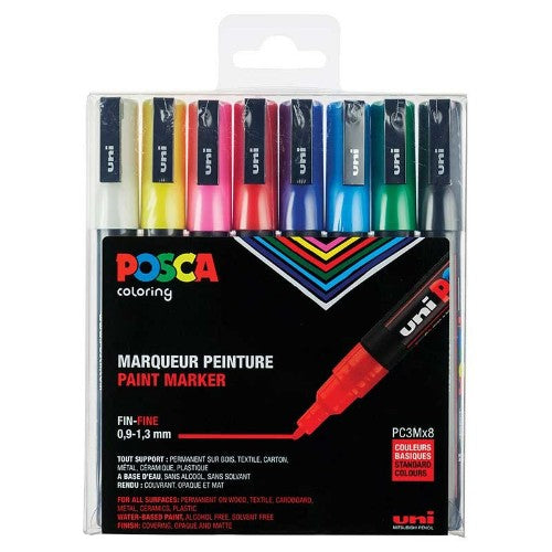 POSCA Black, Blue, Green, Pink, Purple, Red, White, Yellow 8 pc(s)