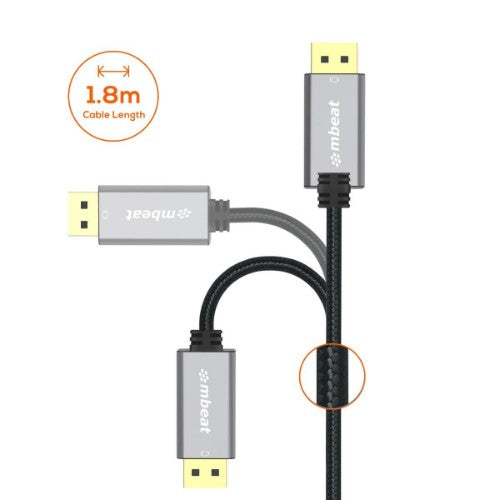MBeat MB-XCB-DPHDM18 video cable adapter 1.8 m DisplayPort HDMI Grey