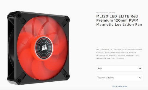 Corsair ML120 LED ELITE Computer case Fan 12 cm Black 1 pc(s)
