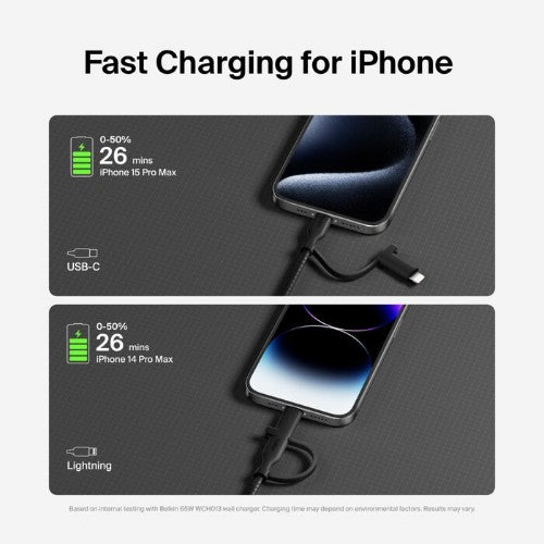 Belkin BoostCharge Pro USB cable USB 2.0 1.5 m USB C USB C/Lightning Black
