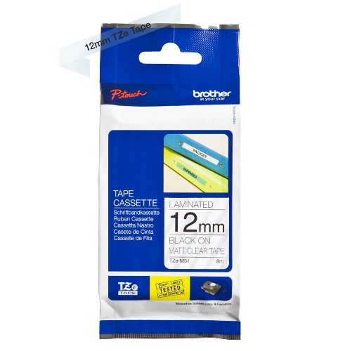 Brother TZE-M31 label-making tape Black on transparent